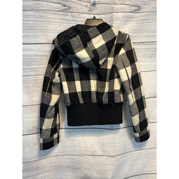 Levi's Checkered Hooded Wool Coat Size S - Picture 2 of 2